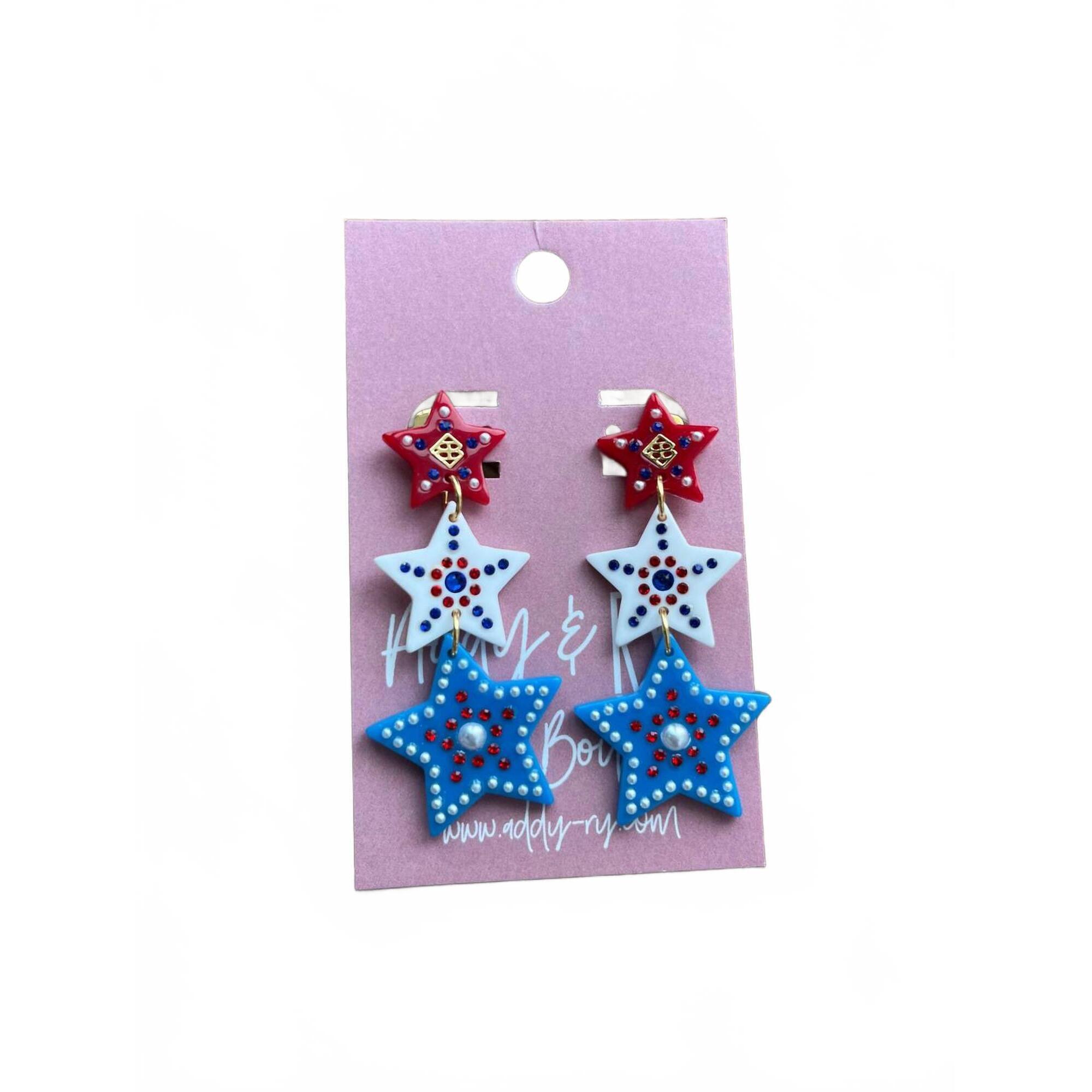 New Brianna Cannon Women's Star Earrings In Red /White/ Blue